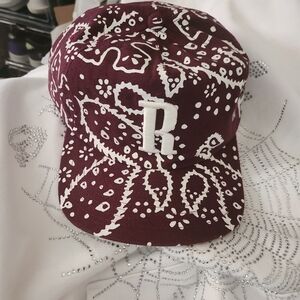 Rhude Maroon Bandana-Print Cap with White 'R' Detail